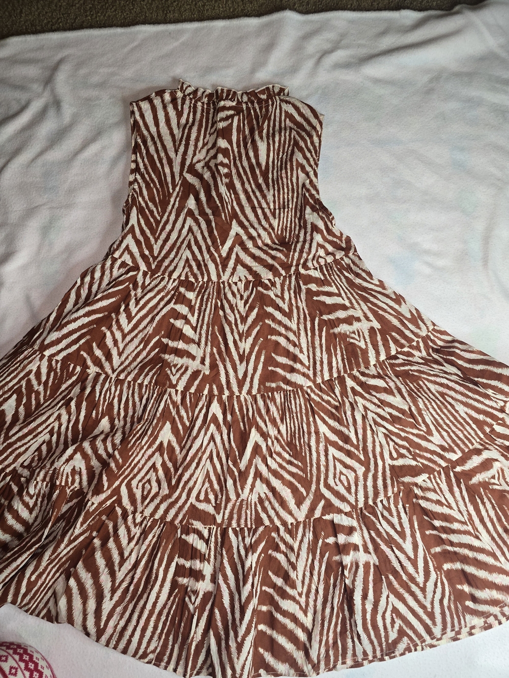 Sleeveless Brown Zebra-Print Tiered Mini Dress - Picture 6 of 7